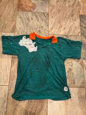 Rare Y2K Ink Slingers Green Dragon Polo Shirt 360 detailing